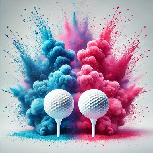 Gender Reveal Golf Balls - Set of 2 Exploding Powder Blue & Pink